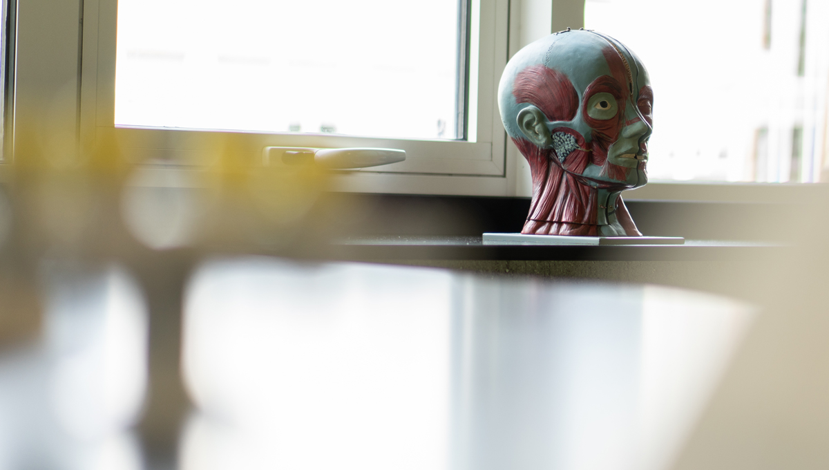 A close up of a desk in a science room