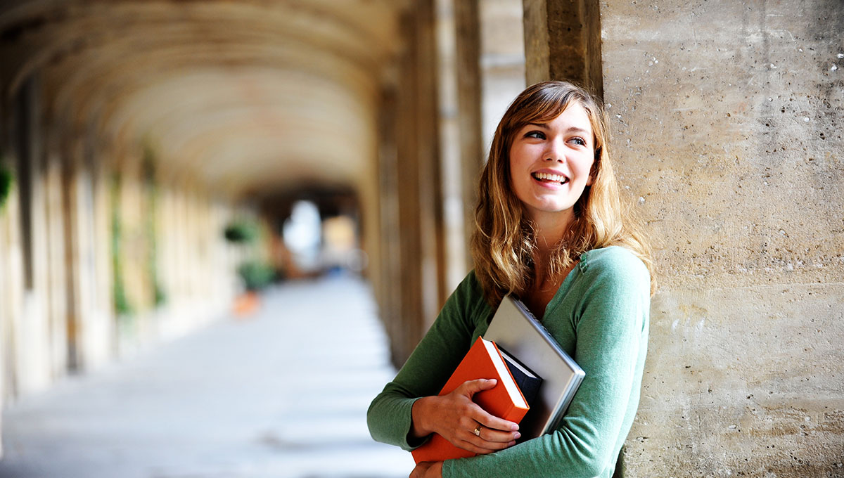 Young Blonde Woman University Student